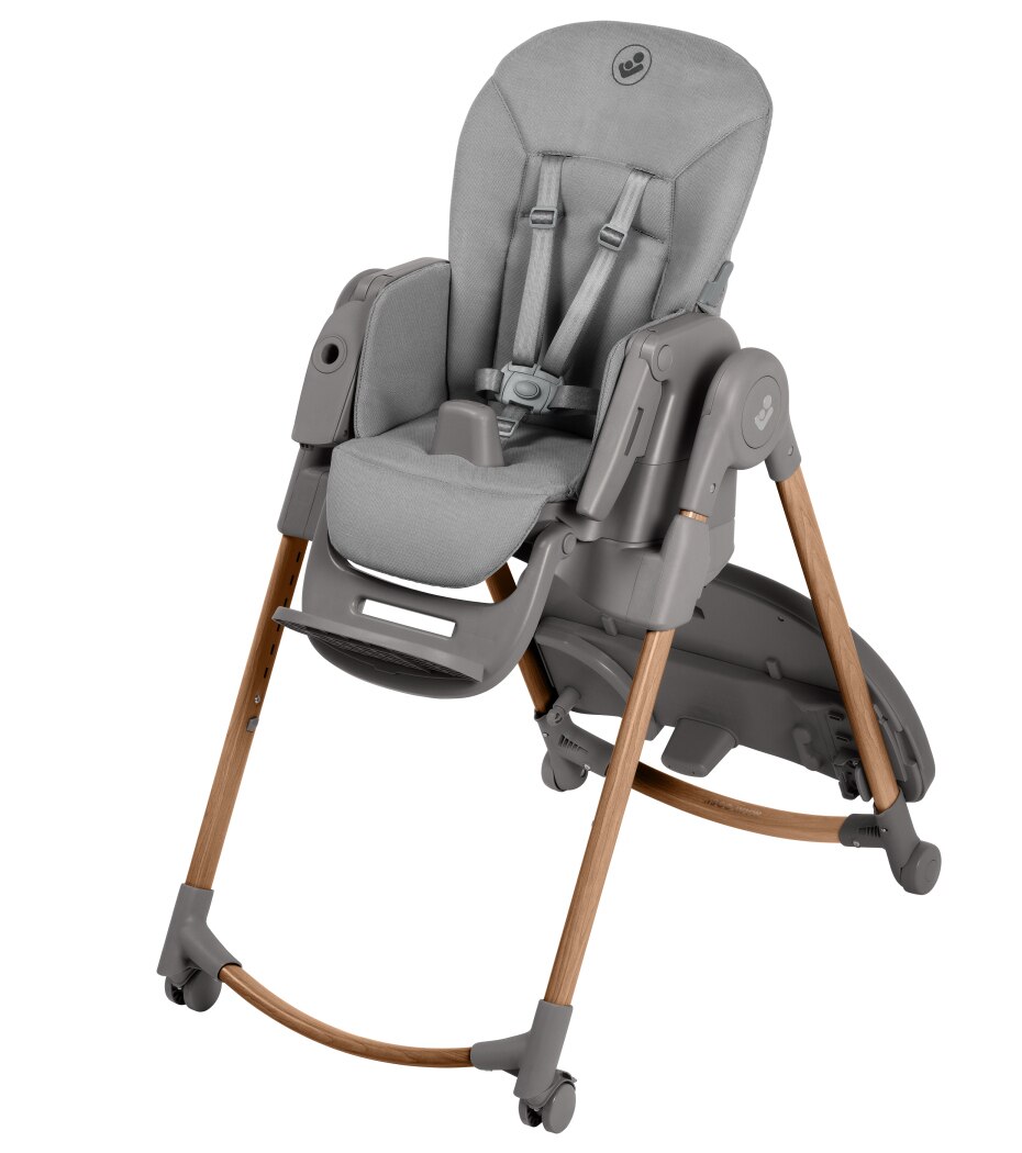 2723158110_2024_maxicosi_homeequipment_travelcot_minlaplus_graphite_elegancegraphite_highchairwithouttrayandinlay_3qrtleft